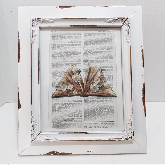 Dictionary Art Print Book with Daisy Flowers, Vintage Art Print - Picture 2 of 3